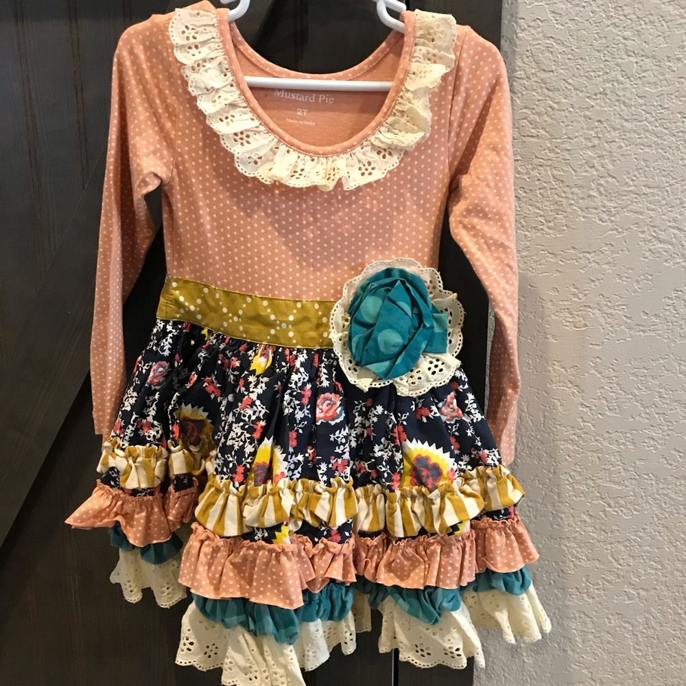 Mustard pie dress for 2 toddler